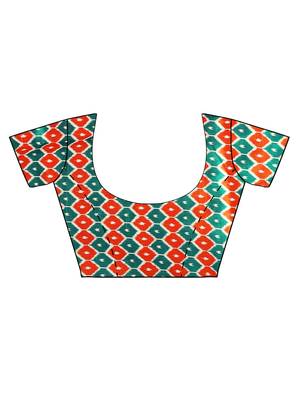 Orange woven art silk saree with blouse 5