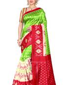 Green woven art silk saree with blouse