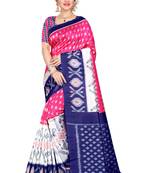 Pink woven art silk saree with blouse