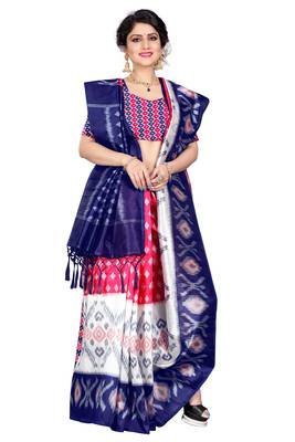 Pink woven art silk saree with blouse 4