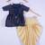 Girl Blue Top And Cream Dhoti Style Dress For Kids