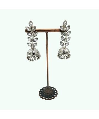 Designer Silver Oxidized Stylish Leaf Jhumkas 2