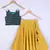 Girl Green Blouse And Yellow Lahenga Choli Set For Kids