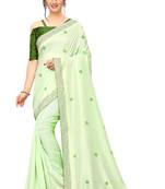 Green embroidered art silk saree with blouse