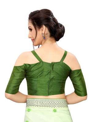 Green embroidered art silk saree with blouse 4