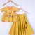 Girls Brocade Silk Yellow Lahenga Choli Set