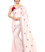 Pink embroidered art silk saree with blouse