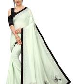 Light green embroidered art silk saree with blouse
