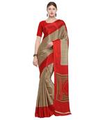 Gold printed crepe saree with blouse