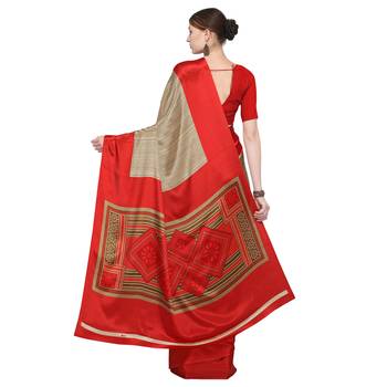 Gold printed crepe saree with blouse 2