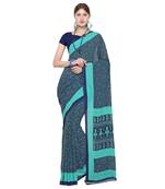Blue printed georgette saree with blouse