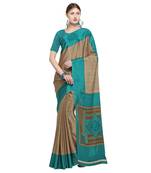 Gold printed crepe saree with blouse