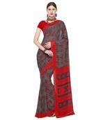 Grey printed georgette saree with blouse