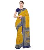 Yellow printed georgette saree with blouse
