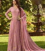 Pink Faux Georgette Anarkali Salwar Kameez Semi Stitched