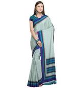 Light green printed crepe saree with blouse