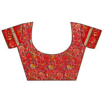 Yellow printed georgette saree with blouse 4