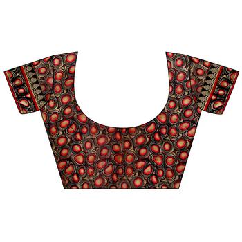 Red printed georgette saree with blouse 4