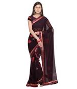Coffee printed georgette saree with blouse