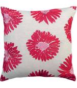 Reme  Embroidered Cotton Beige And White Single Cushion Cover