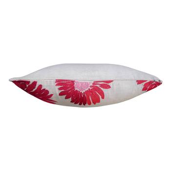 Reme  Embroidered Cotton Beige And White Single Cushion Cover 5
