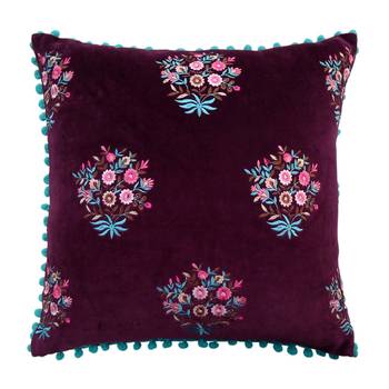 Reme  Embroidered Wine Velvet Single Cushion Cover 1