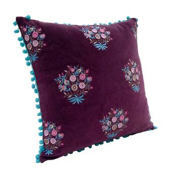 Reme  Embroidered Wine Velvet Single Cushion Cover 3
