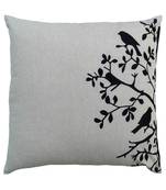 Reme  Embroidered White Velvet Single Cushion Cover