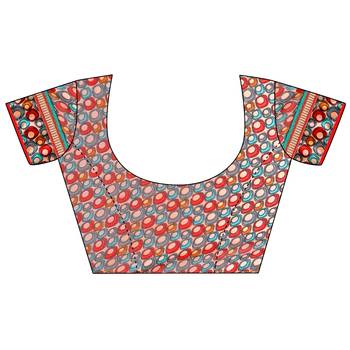 Peach printed georgette saree with blouse 4