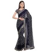 Blue printed georgette saree with blouse