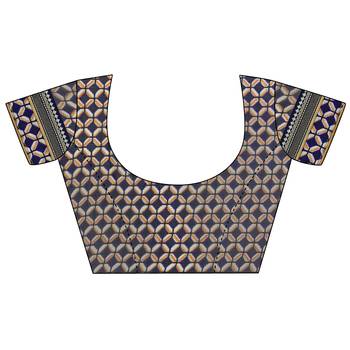 Blue printed georgette saree with blouse 4