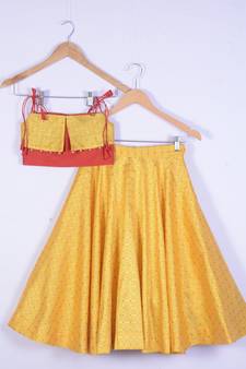 Girl Yellow Lahenga Choli For Kids