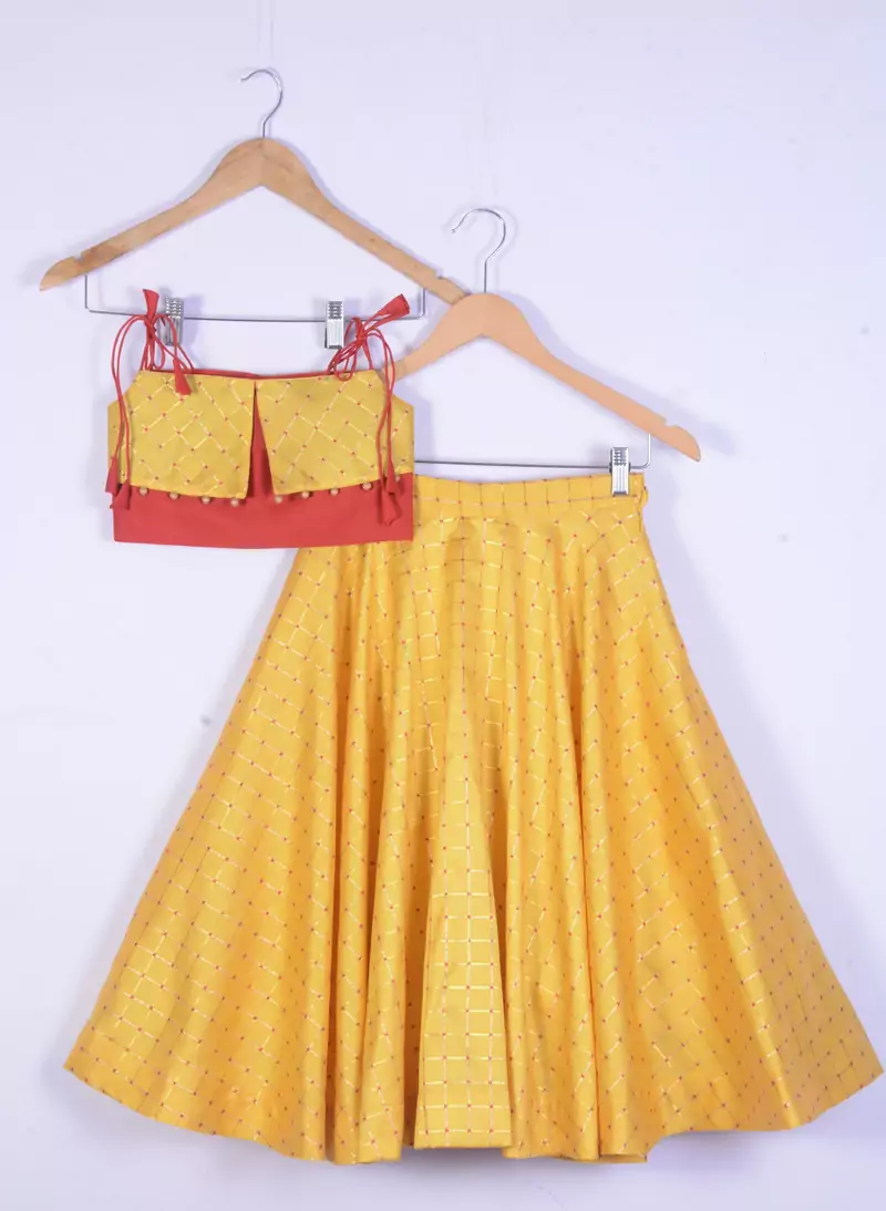 Girl Yellow Lahenga Choli For Kids