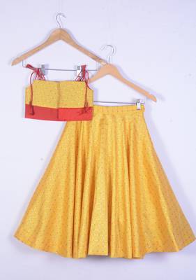Girl Yellow Lahenga Choli For Kids 2
