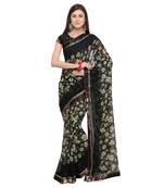 Black printed georgette saree with blouse