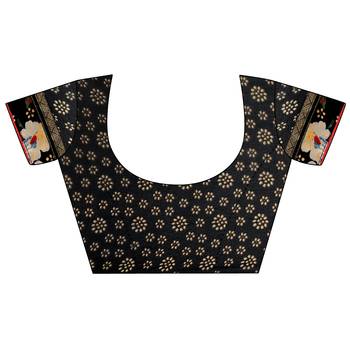 Black printed georgette saree with blouse 4
