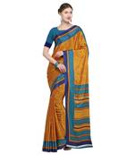 Mustard printed crepe saree with blouse