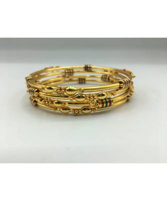 Gold Plated Traditional Designer Plain Bangles Sets for Women & Girls  2