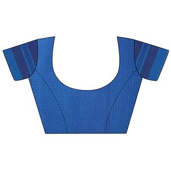 Blue printed crepe saree with blouse 4