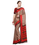 Copper printed crepe saree with blouse