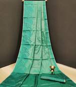 Sky Blue Woven Tissue Saree With Blouse