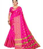 Pink Woven Poly Silk Saree With Blouse