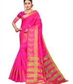 Pink Woven Poly Silk Saree With Blouse
