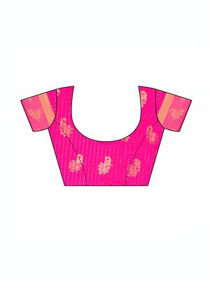 Pink Woven Poly Silk Saree With Blouse 5