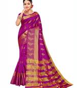 Purple Woven Poly Silk Saree With Blouse