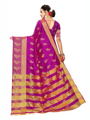 Purple Woven Poly Silk Saree With Blouse 3