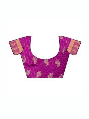 Purple Woven Poly Silk Saree With Blouse 5
