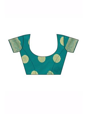 Turquoise Woven Poly Silk Saree With Blouse 5
