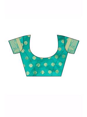 Turquoise Woven Poly Silk Saree With Blouse 5
