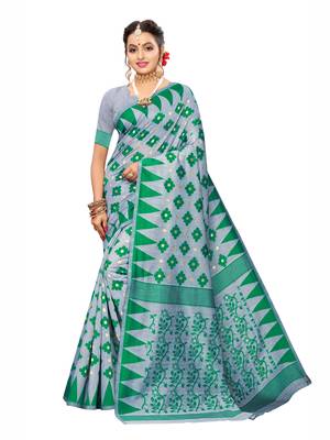 Grey Woven Cotton Silk Saree With Blouse 1